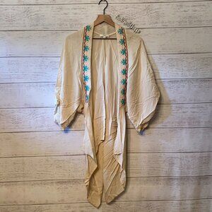 Umgee Embroidered Spring Open Front Cropped Kimono Top